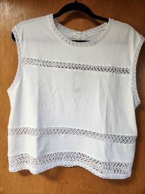 rag & bone white crochet-trim sleeveless camisole
